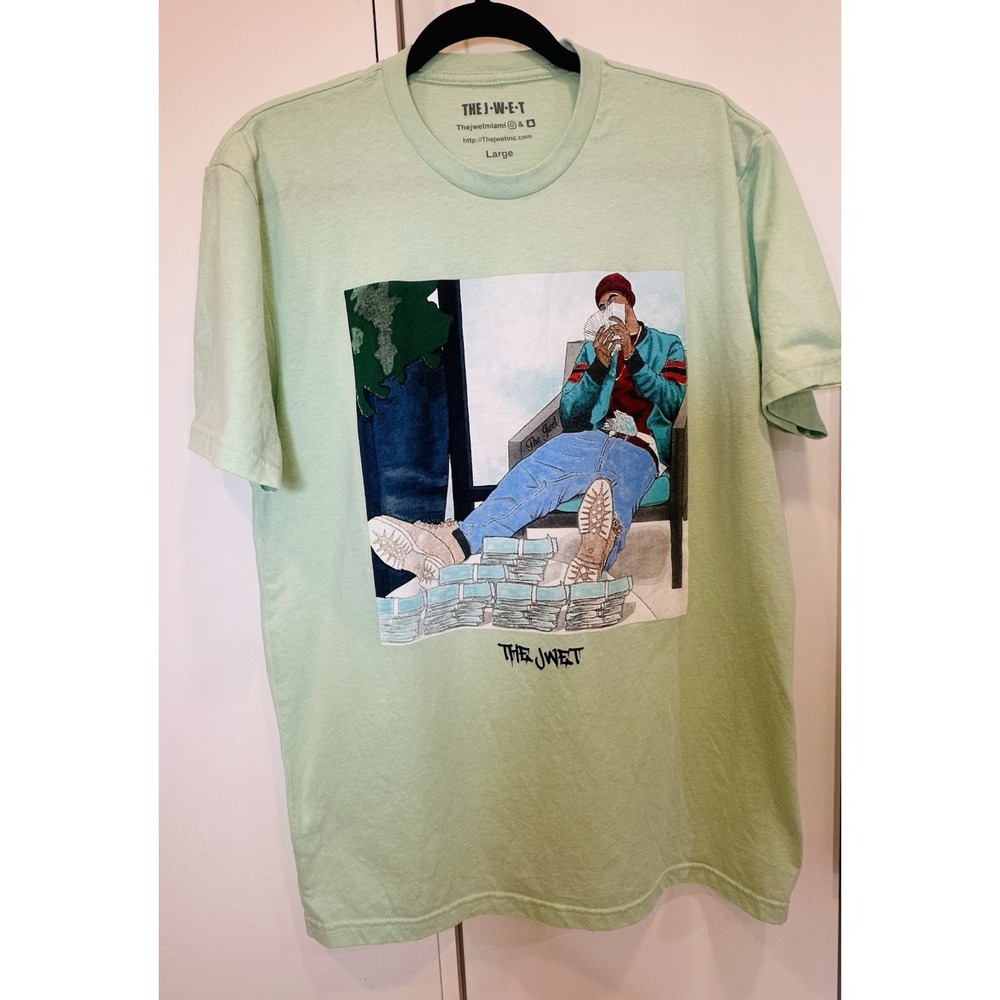 The JWET Light Green Cotton Men's T-shirt The JWET Collection Sz Large